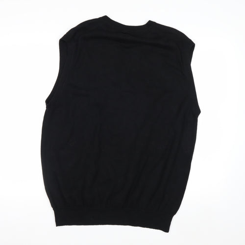 Chaps Men's Black Cotton V-Neck Sleeveless Jumper Vest XL