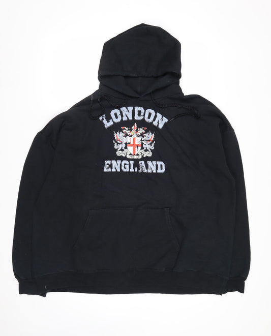 Hanes Men's Black London England Pullover Hoodie XL Fleece