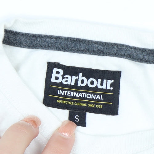 Barbour International Boys White Long Sleeve Motorcycle Graphic T-Shirt Size S