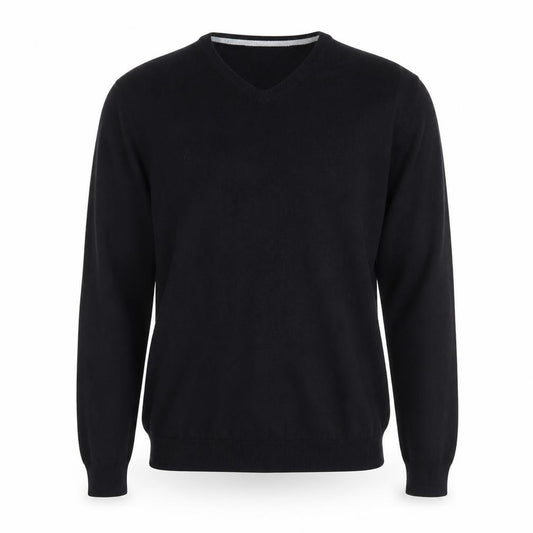 Front view of Retreat Men's Black Cotton Crew Neck jumper, size M