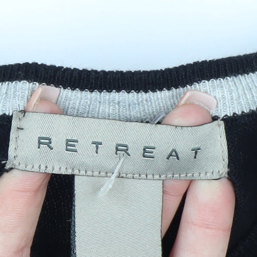 Retreat Men's Black Cotton Crew Neck Pullover Jumper Size M