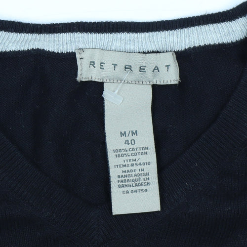Retreat Men's Black Cotton Crew Neck Pullover Jumper Size M