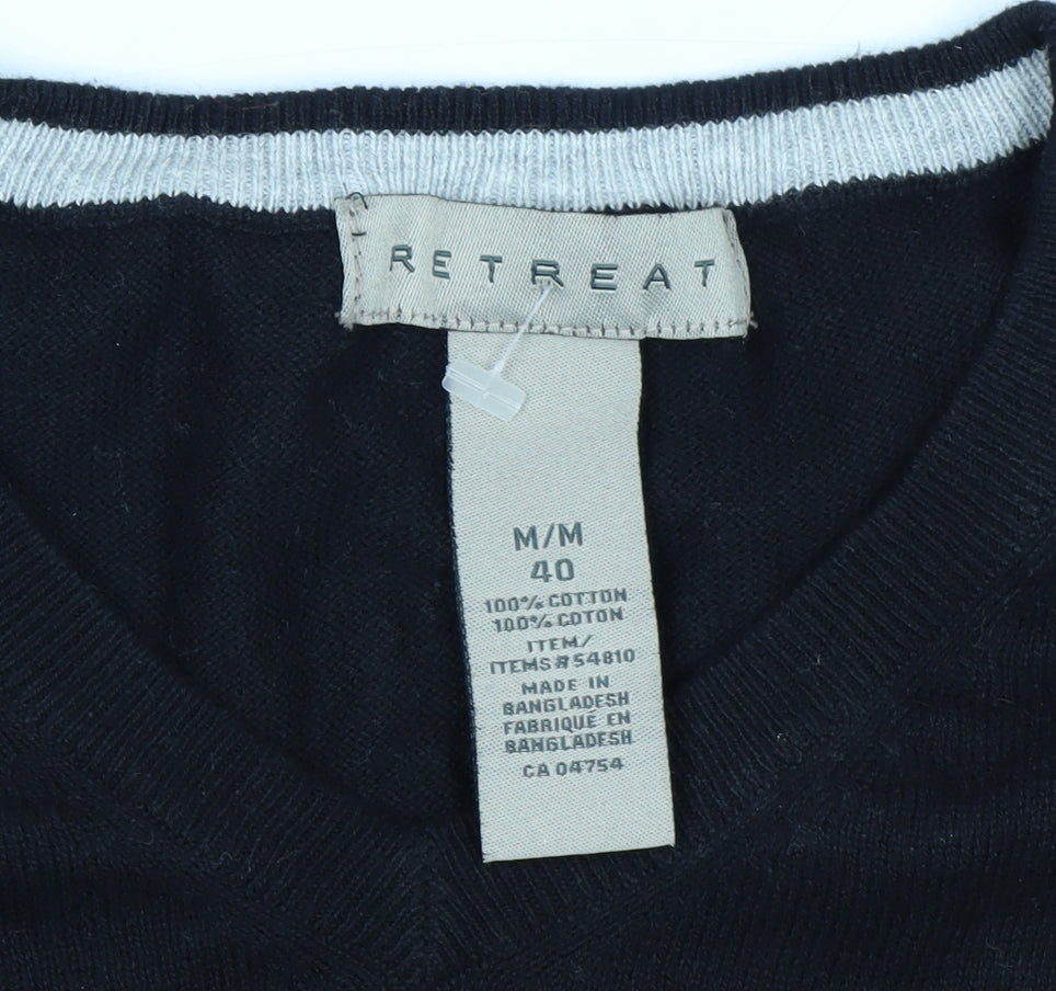 Retreat Men's Black Cotton Crew Neck Pullover Jumper Size M