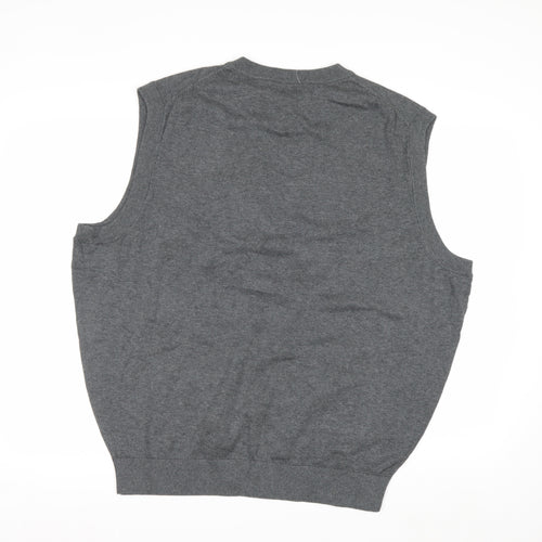 Roundtree & Yorke Men's Grey Cotton Argyle V-Neck Vest XL