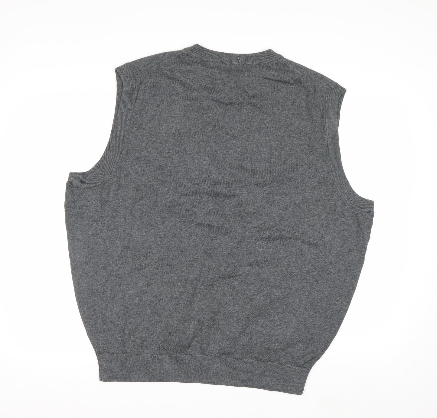 Roundtree & Yorke Men's Grey Cotton Argyle V-Neck Vest XL