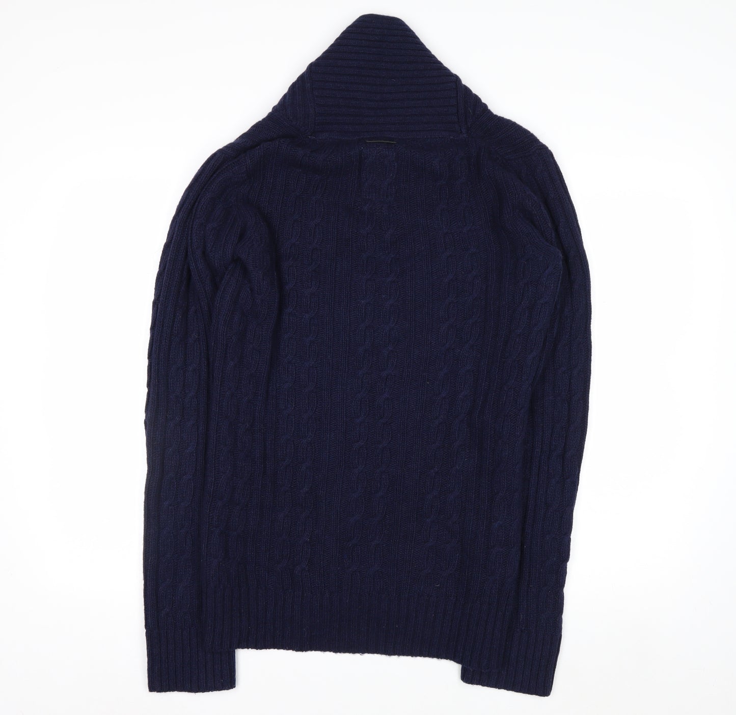 G-Star RAW Men's Blue Wool Cable-Knit V-Neck Pullover Jumper Size S