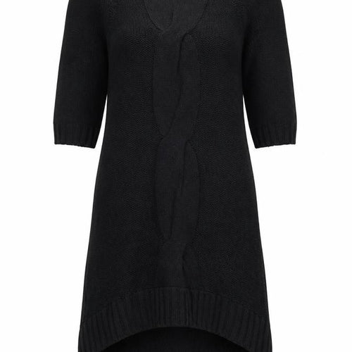 Twik Women Black Petite Knit Jumper Dress Short Sleeve Winter Casual