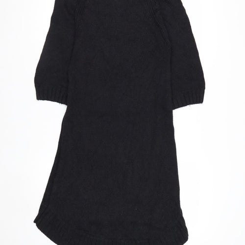 Twik Women Black Petite Knit Jumper Dress Short Sleeve Winter Casual