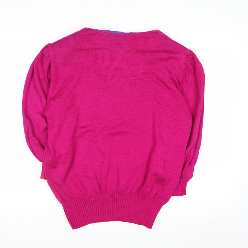 Anthony Sicari Women’s Pink V-Neck Wool Blend Vintage Pullover Jumper Size 14