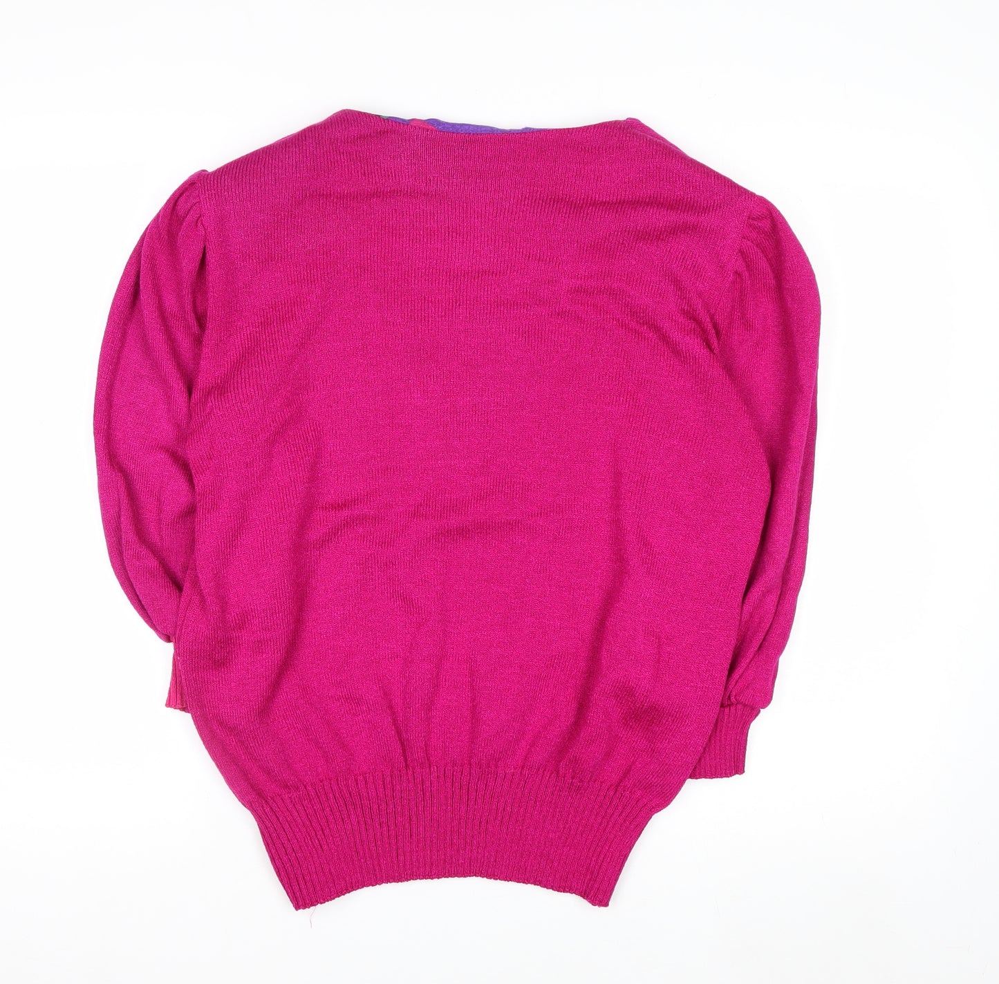 Anthony Sicari Women’s Pink V-Neck Wool Blend Vintage Pullover Jumper Size 14
