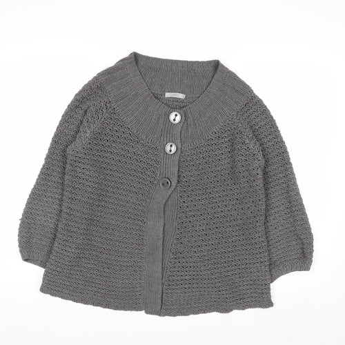 Marks and Spencer Women Grey Size 12 Button Knit Cardigan