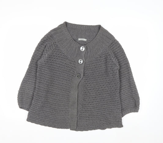 Marks and Spencer Women Grey Size 12 Button Knit Cardigan