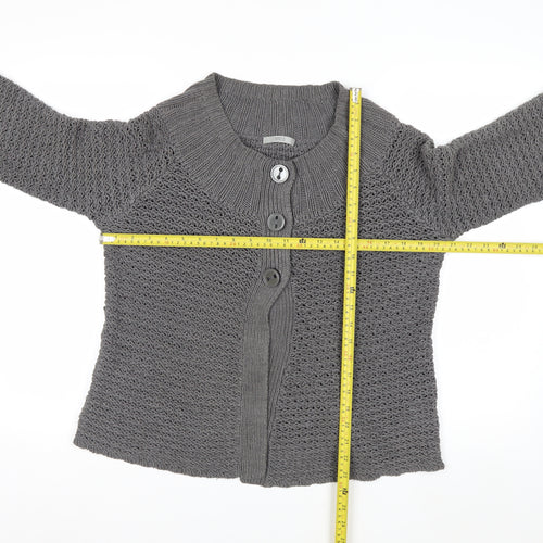 Marks and Spencer Women Grey Size 12 Button Knit Cardigan