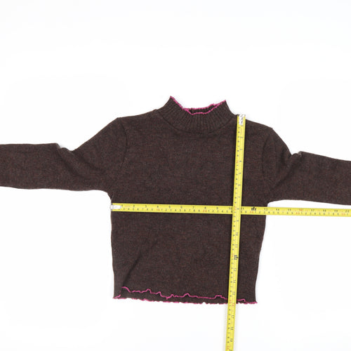 Beyond Retro Women Brown Wool Blend Mock Neck Jumper S