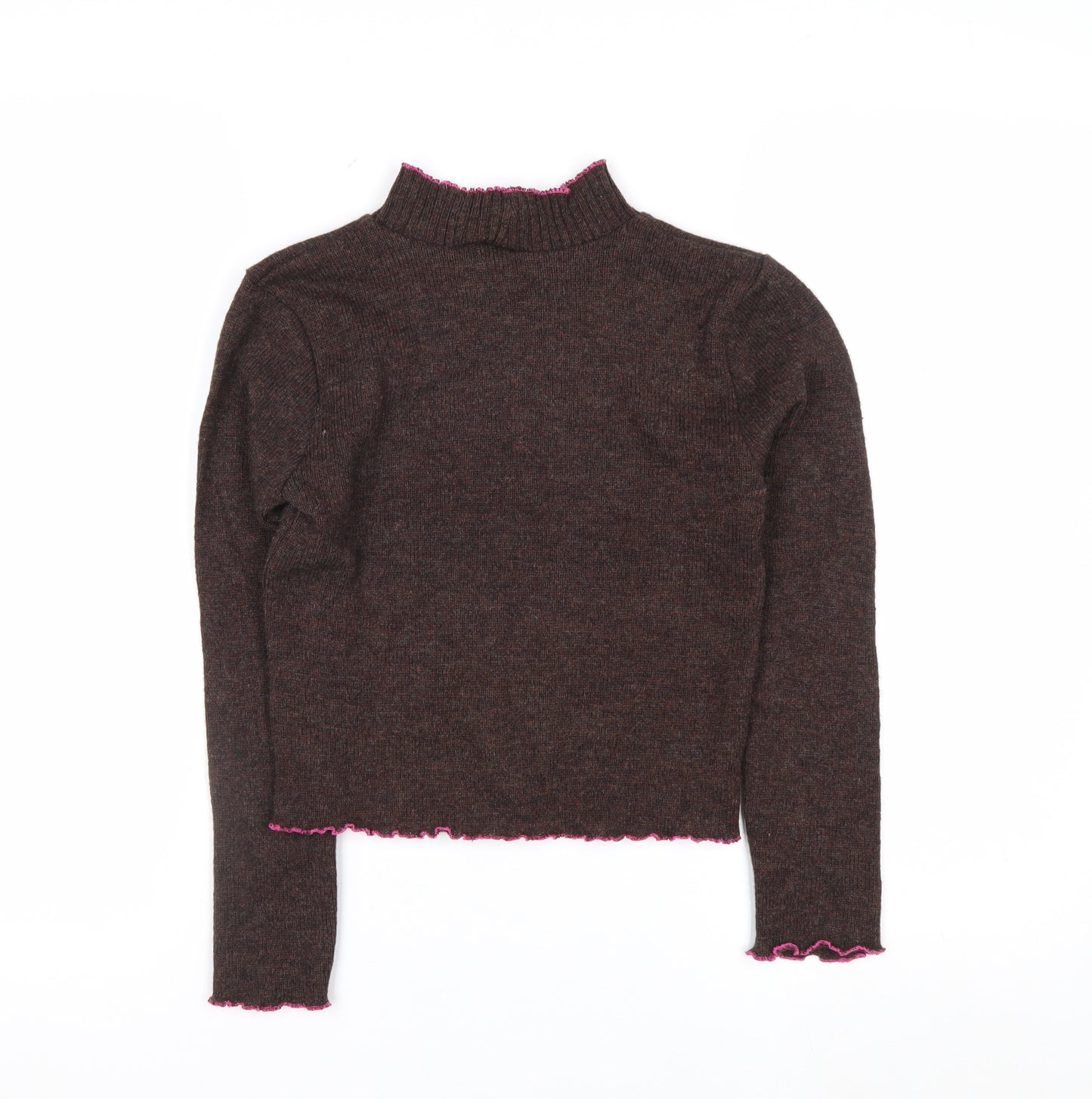Beyond Retro Women Brown Wool Blend Mock Neck Jumper S