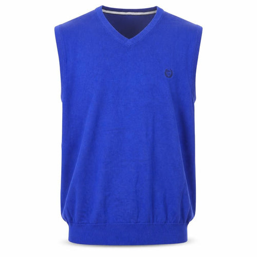 Chaps Men's Blue Cotton V-Neck Sleeveless Vest Jumper L