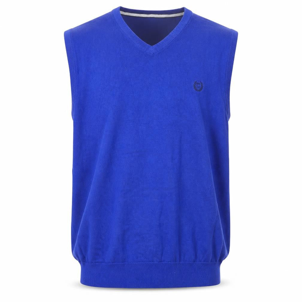 Chaps Men's Blue Cotton V-Neck Sleeveless Vest Jumper L