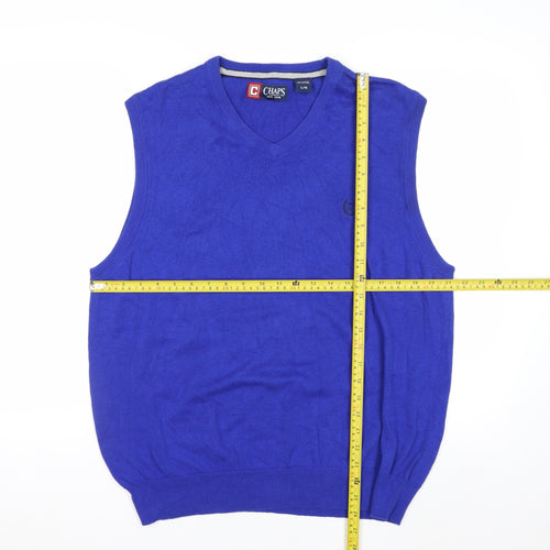 Chaps Men's Blue Cotton V-Neck Sleeveless Vest Jumper L