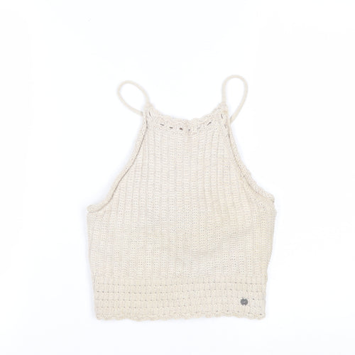 Hollister Women’s Beige Crochet Knit Sleeveless Vest XS