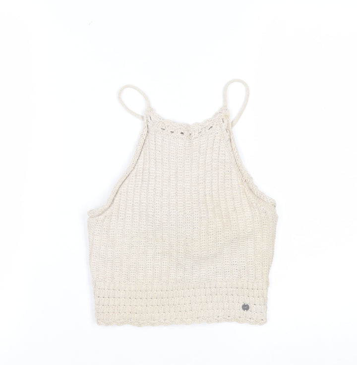 Hollister Women’s Beige Crochet Knit Sleeveless Vest XS