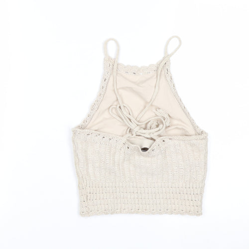 Hollister Women’s Beige Crochet Knit Sleeveless Vest XS