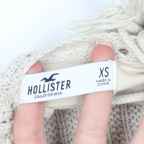 Hollister Women’s Beige Crochet Knit Sleeveless Vest XS