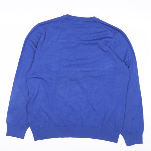 Lands' End Men Blue V-Neck Pullover Jumper Size L Classic Fit