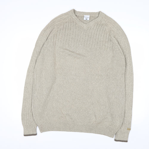 Columbia Men's Beige Cotton V-Neck Jumper XL Classic Fit