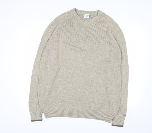 Columbia Men's Beige Cotton V-Neck Jumper XL Classic Fit
