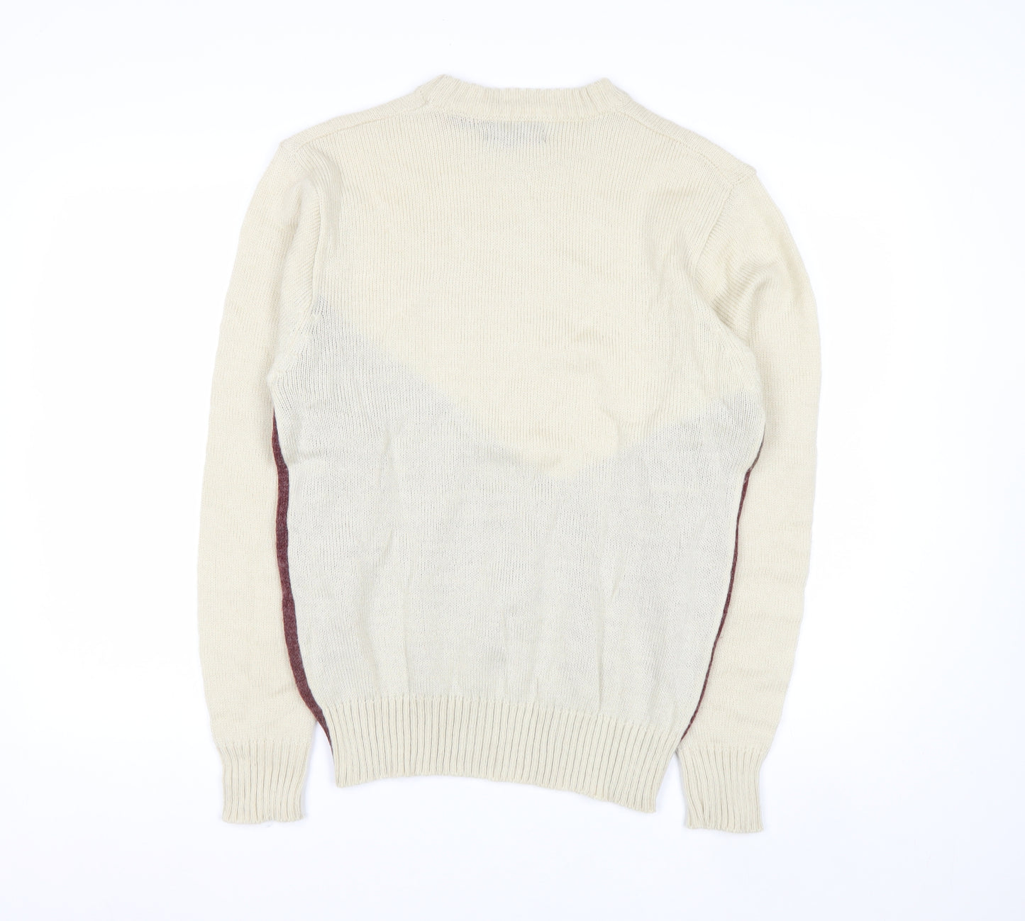 Hedgely Men's Beige Wool Blend Geometric Knit Jumper Size L