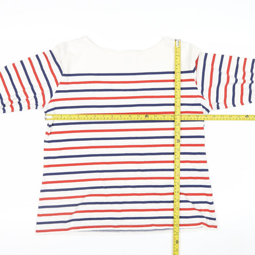 Seasalt Women’s Multicoloured Striped Sailor Top UK 14 3/4 Sleeve Cotton