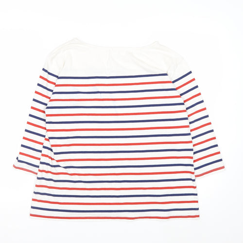 Seasalt Women’s Multicoloured Striped Sailor Top UK 14 3/4 Sleeve Cotton