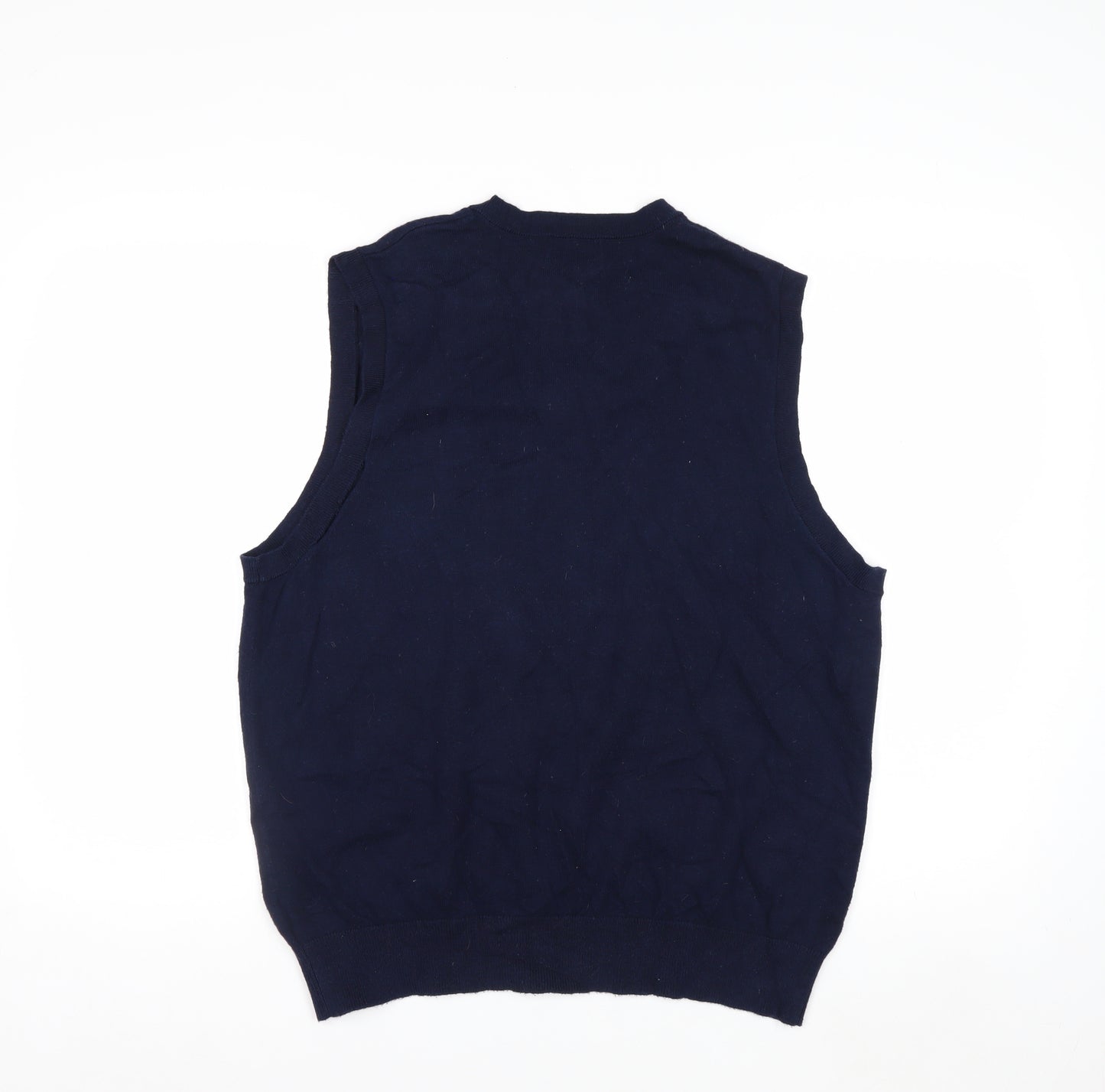 L.L.Bean Men's Blue Cotton Cashmere V-Neck Sleeveless Vest M