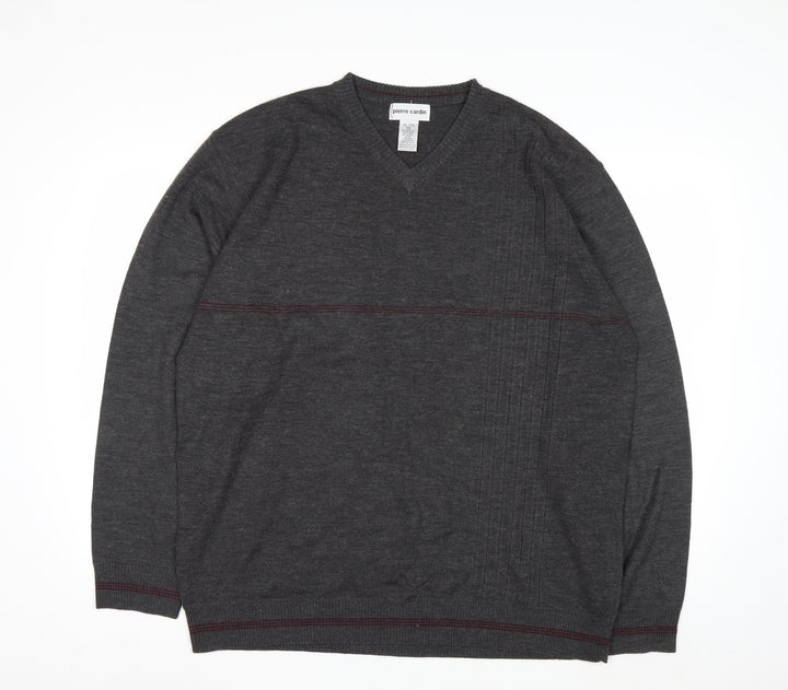 Pierre Cardin Men's Grey XL V-Neck Pullover Jumper