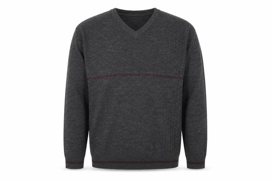 Front view of Pierre Cardin Men's Grey XL V-Neck jumper