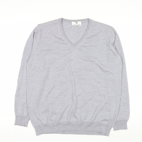 Peter Hahn Women's Grey V-Neck Pure Wool Jumper Size 20