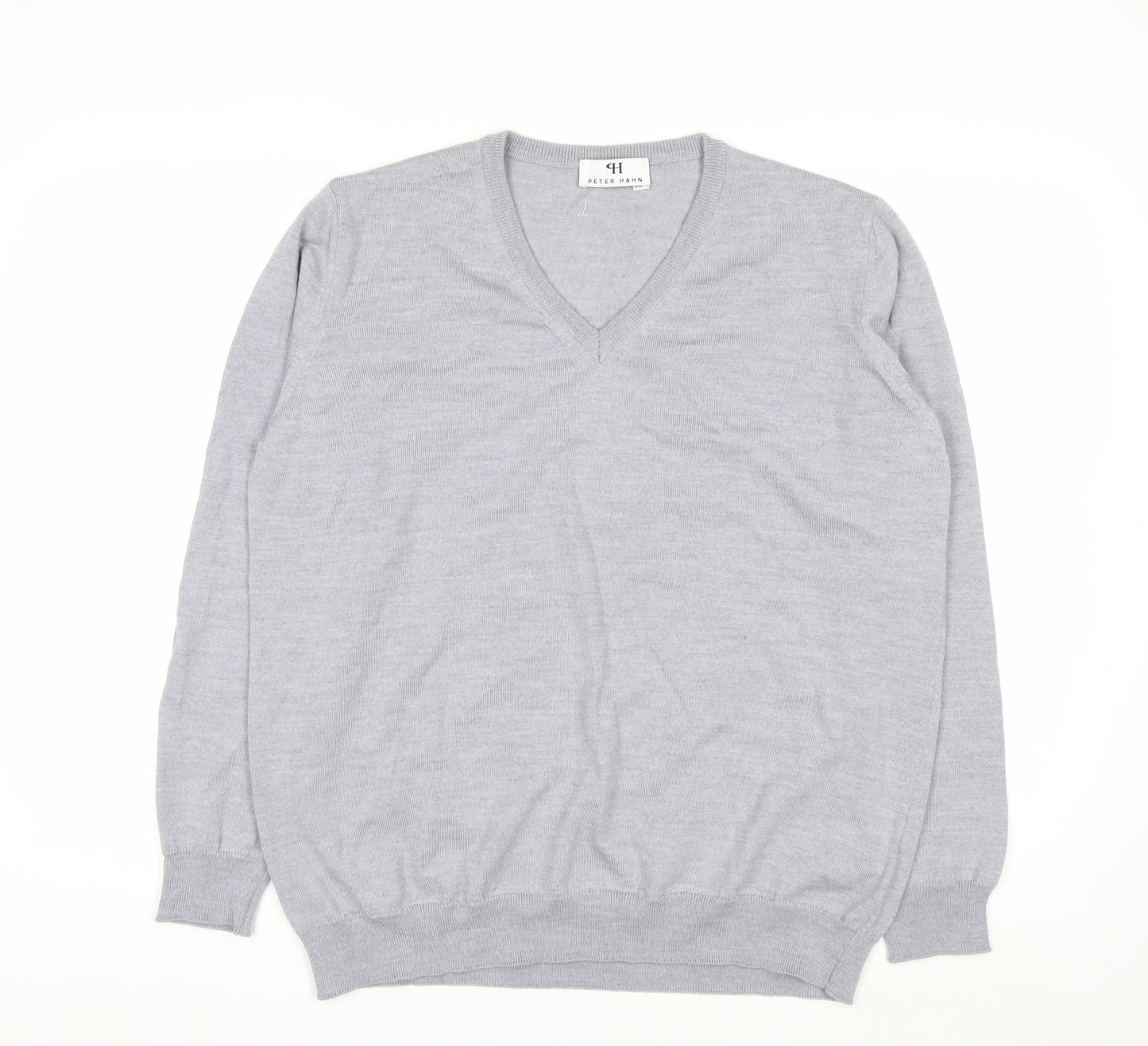Peter Hahn Women's Grey V-Neck Pure Wool Jumper Size 20