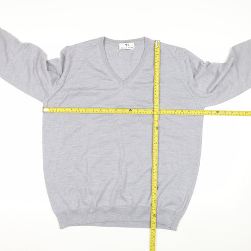 Peter Hahn Women's Grey V-Neck Pure Wool Jumper Size 20