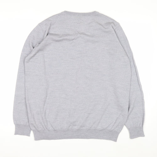 Peter Hahn Women's Grey V-Neck Pure Wool Jumper Size 20