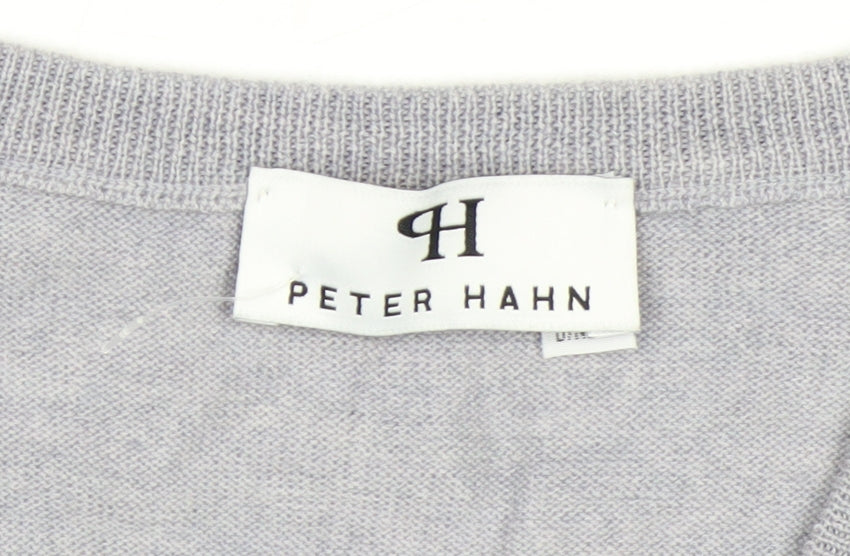 Peter Hahn Women's Grey V-Neck Pure Wool Jumper Size 20