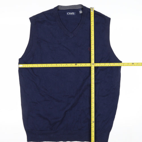 Chaps Men's Blue Cotton V-Neck Sleeveless Knit Vest L