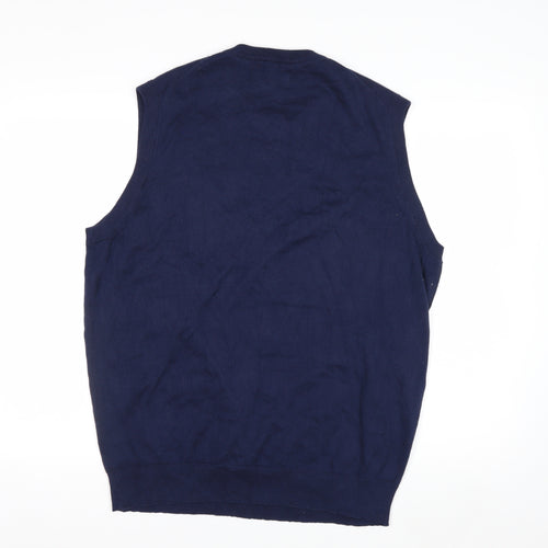 Chaps Men's Blue Cotton V-Neck Sleeveless Knit Vest L