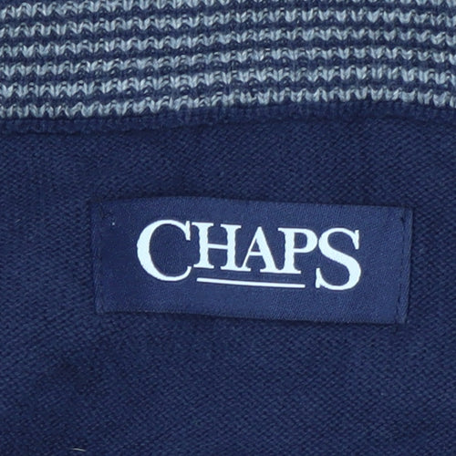 Chaps Men's Blue Cotton V-Neck Sleeveless Knit Vest L