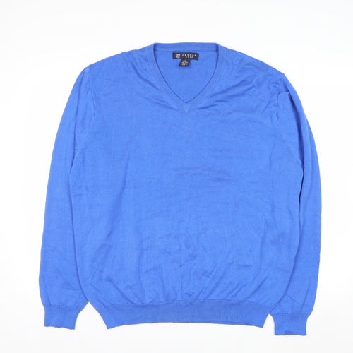 Oxford Golf Men's Blue Cotton V-Neck Pullover Jumper Size L