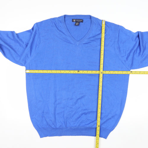 Oxford Golf Men's Blue Cotton V-Neck Pullover Jumper Size L