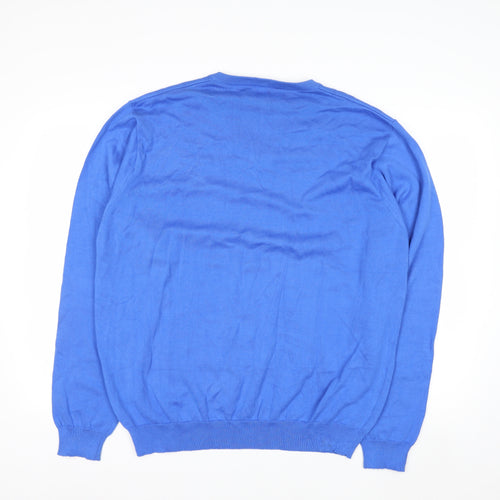 Oxford Golf Men's Blue Cotton V-Neck Pullover Jumper Size L