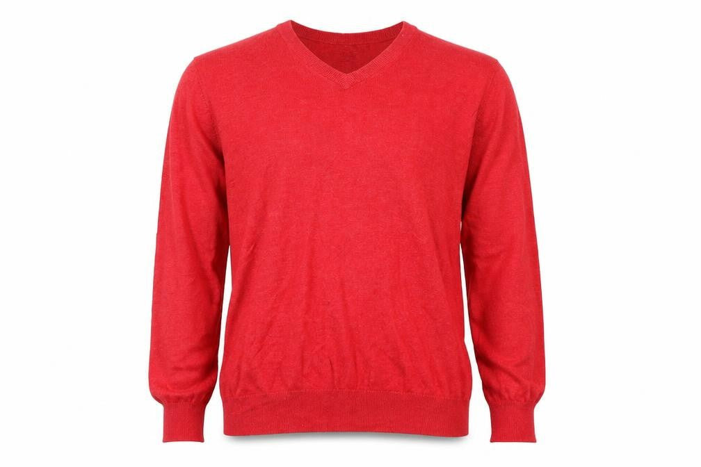 Front view of Brooks Brothers men’s red l v-neck cotton jumper