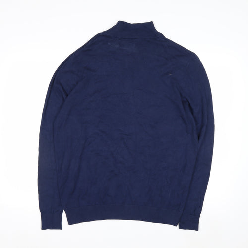 PGA TOUR Men's Blue Argyle 1/4 Zip Golf Jumper Size M