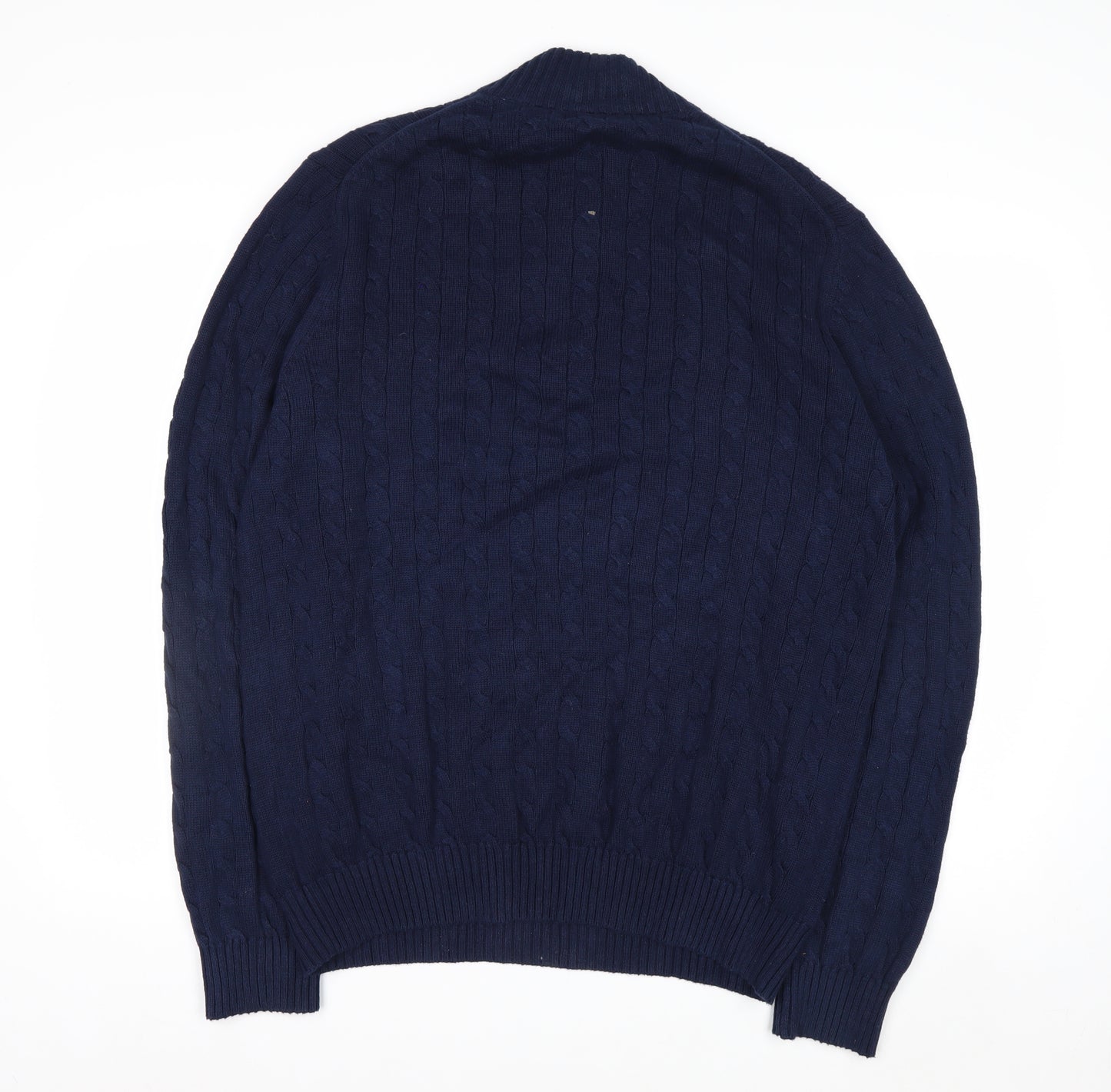 IZOD Men's Blue Cotton Cable-Knit 1/4 Zip Jumper Size L