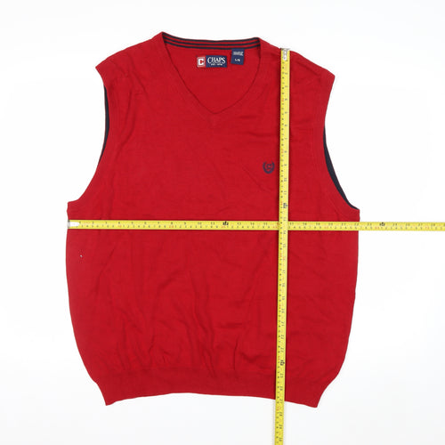 Chaps Men's Red Cotton Sleeveless V-Neck Knit Vest L Regular